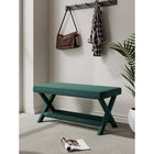 Manhattan Comfort Abigail 42.12" Mid-Century Modern Velvet Upholstered Ottoman Bench - Green-Solid Wood Frame for Durability and Functionality