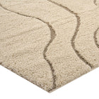 Modway Jubilant Abound Abstract Swirl Shag Area Rug - 5 ft W x 8 ft L - Creame/Beige-Stain Resistant / Easy To Clean