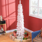 HOMCOM 6' Artificial Christmas Tree with Realistic Branches - Pink-Sprayed with artificial snow to add wintry appearance 