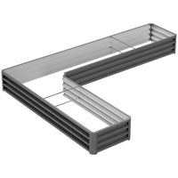 Outsunny L-Shaped Raised Garden Bed - 82" L x 109" W x 12" H - Dark Grey-L shaped raised bed fits around corners of any outdoor space 