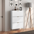HOMCOM Shoe Storage Cabinet with 3 Flip Drawers for 18 Pairs - White-Flat tabletop provides extra display and holding space  