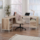 Sauder Nova Loft L-Desk - Kiln Acacia-Two drawers feature metal runners and safety stops