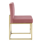 Modway Carriage Channel Tufted Sled Base Performance Velvet Dining Chair - Gold/Dusty Rose-Gold Stainless Steel Frame