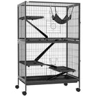 PawHut 50" H 5-Tier Deluxe Rolling Small Animal Cage - Dark Grey-Ideal for a variety of small animals including pet mink, chinchilla, small cat and other similar sized small pets 