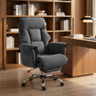 HOMCOM Executive Reclining Office Chair with Footrest and Headrest - Dark Grey-Retractable footrest elevates legs, enhancing relaxation