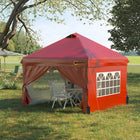 Outsunny 10 ft W x 10 ft L Pop Up Canopy Tent - Instant Sun Shelter - Red-Powder coated metal frame ensures long-lasting use