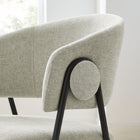 Modway Nella Upholstered Heathered Chenille Dining Chairs - Taupe/Black - 2 Pack-Decorative Round Button