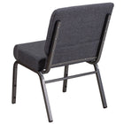 Flash Furniture HERCULES Series 21"W Church Chair with Silver Vein Frame - Dark Grey Fabric-Book Pouch on Back