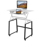 Rocelco 46" Deluxe Adjustable Height Desk Riser and Floor Stand Bundle - White/Black-10