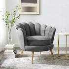 Modway Admire Scalloped Edge Performance Velvet Accent Armchair - Grey-Durable Stain-Resistant Fabric