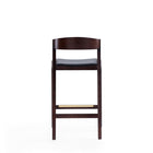 Manhattan Comfort Klismos 20" Mid-Century Modern Faux Leather Upholstered Counter Stool - Black and Dark Walnut - 3 Pack-Delivered to you Fully Assembled! No Assembly Required