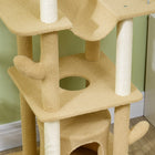 PawHut 89" - 100" Floor-To-Ceiling Cat Tree with Scratching Posts - Brown-Top double posts extend to the ceiling for maximum stability 