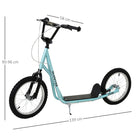Aosom Youth Street Kick Scooter with 16'' Inflatable Wheel Dual Brakes - Blue-Soft wrapped handlebar makes grip more comfortable 