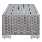 Modway Conway 32" Outdoor Patio Wicker Rattan Coffee Table - Light Grey-Powder-Coated Aluminum Frame