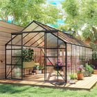 Outsunny 16' x 8' Polycarbonate Greenhouse with Adjustable Roof Vent- Sliding door for easy access
 