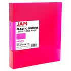JAM Paper Plastic 1" 3-Ring Binder - Fuchsia Pink-Colour: Hot Pink | Be stylish and organized with colourful binders.