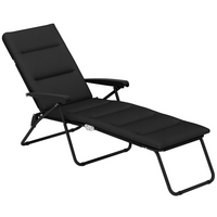Outsunny Folding Lounge Chair with Cushion - Adjustable Back - Black-Suitable for outdoor park, garden, patio, poolside, conservatory, beach, and more