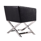 Manhattan Comfort Hollywood 25.6" Contemporary Faux Leather Upholstered Accent Chair - Black and Polished Chrome-Weight Capacity: 300 Lbs. Seat Height: 18.3" Arm Frame Length: 26.18