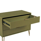 Manhattan Comfort DUMBO 35.19" Modern Dresser - Olive Green-Stylish Splayed Gold Metal Legs Adding Seamless Fashion Design and Durability.
