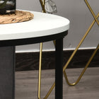 HOMCOM Wood Round Coffee Table with Modern Design - White-Colour: Black, White