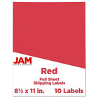 JAM Paper Full Page Labels, 8.5 x 11 Sticker Paper, AstroBrights Re-Entry Red, 2 sets of 5 (337628603g)-Size: 8.5" x 11"