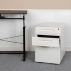 Flash Furniture Ergonomic 3-Drawer Legal/Letter Locking Mobile Filing Cabinet - White-Utility Drawers: 13"W x 18.75"D x 2.75"H; File Drawer: 13"W x 18.75"D x 9.75"H
