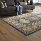 Modway Atzi Distressed Southwestern Diamond Floral Area Rug - 4 ft W x 6 ft L - Multicolored-Gripping Rubber Underside 