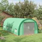 Outsunny Walk-in Tunnel Greenhouse with Zipped Roll Up Mesh Door - - Roll-up door and windows for easy access inside and ventilation
 