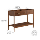Modway Zaire 48" Double Sink Compatible Bathroom Vanity Cabinet - Walnut-Spacious Middle Drawer