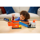 MatchBox Project Convoy Crusher Set-​Once the car is in the crusher, kids pull the lever and the car disappears, getting "crushed" into a cube that emerges from the chute