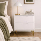 Manhattan Comfort Avira 20" Mid-Century Modern 2-Drawer Nightstand - White-Features two spacious drawers with easy-glide tracks for smooth operation