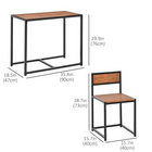 HOMCOM Industrial 3-Piece Small Space Dining Set - Walnut-Low-back chair provide comfortable resting space