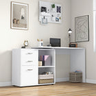 HOMCOM 46" L-Shaped Desk with Drawers - White-Sturdy construction with particle board