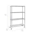 Seville Classics 4-Tier Shelving - 56.5" H x 36" W x 14" D - Silver Steel-Shelf Material: steel