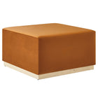 Modway Tilden Large 28" Square Performance Velvet Upholstered Ottoman - Rust/Natural-Performance Velvet Upholstery