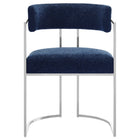 Modway Huron Curved Back Fabric and Metal Dining Accent Chair - Silver/Navy-9