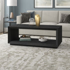 Hudson&Canal Evie 48"W Rectangular Coffee Table - Black Grain-Finished in wood-look black grain
