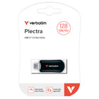 Verbatim 128 GB Plectra USB-C Flash Drive – Black-High transfer speed of up to 100 MB per second