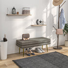 HOMCOM Upholstered Storage Bench for End of Bed - Beige-Storage under the seat keeps your items neatly tucked away