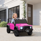 Qaba 12V Land Rover Licensed Kids Ride on Jeep Truck - Pink-The toy car runs up to 1 hour with a 12V 7Ah battery 