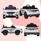 Qaba 12V Electric Police Car for Kids with Remote Control - White-Auxiliary wheels included for easy towing when unpowered 