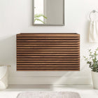 Modway Render 36" Wall-Mount Bathroom Vanity Cabinet - Walnut-Drywall Friendly Mounting Cleat