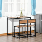 HOMCOM Industrial 3-Piece Small Space Dining Set - Walnut-Stylish modern design makes it able to fit in any decor