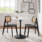 Modway Lippa 28" Round Faux Marble Dining Table - Black White-Chip-Resistant Metal Pedestal Base