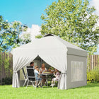Outsunny 10 ft W x 10 ft L Outdoor Pop Up Canopy Tent with 4 Sidewalls - White-Powder coated metal frame ensures long-lasting use