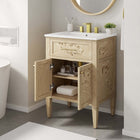 Modway Elysian 24" Wood Bathroom Vanity - White/Burl-Concealed Kitchen Hinges