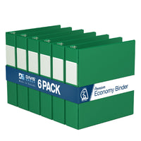 Davis Group Premium Economy Binder - D Ring - 2" - Green - 6 Pack-3 Ring Binder