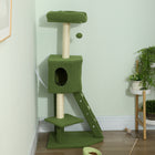 PawHut 47" Cat Tree Tower with Condo, Ladder and Scratching Posts - Ball-Sisal scratching posts for tough use 