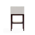Manhattan Comfort Kingsley 21" Mid-Century Modern Faux Leather Upholstered Bar Stool - Ivory and Dark Walnut - 2 Pack-Delivered to you Fully Assembled! No Assembly Required