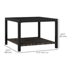 Outsunny Outdoor Rattan Outdoor Coffee Table with Tempered Glass Tabletop, Storage Shelf, Steel Frame-Open rattan shelf great for storage or displaying decor